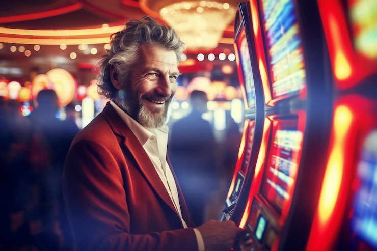 gojek Playtech game library interface on mobile showing slots and live-dealer categories